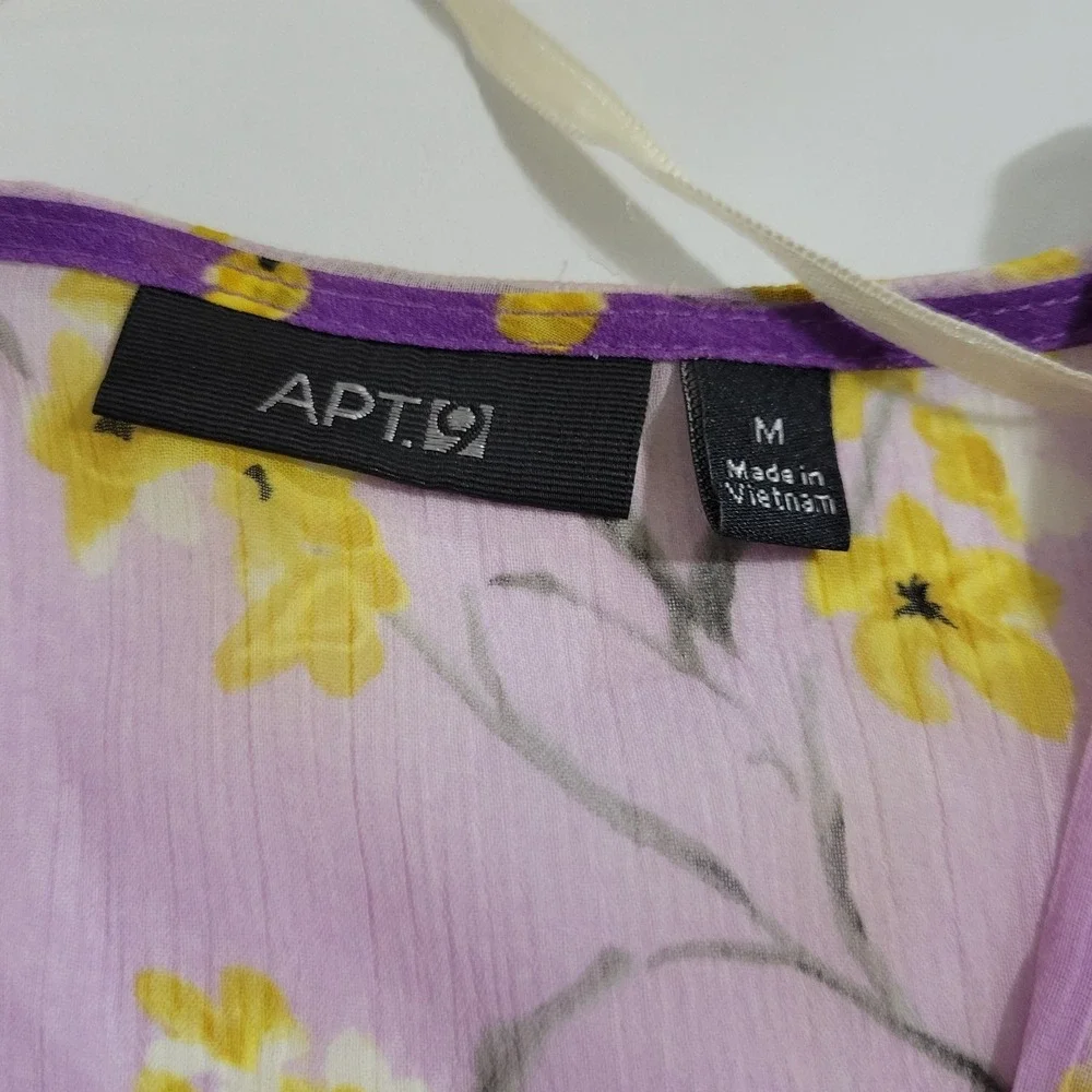 Apt 9 Sheer Kimono Top Womens Medium Purple Ombre Floral Relaxed Feminine